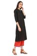 Black A-Line Cotton Kurta image number 3