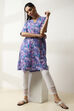Teal Printed Straight Kurta image number 0