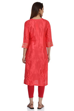 Coral Straight Viscose Kurta image number 5