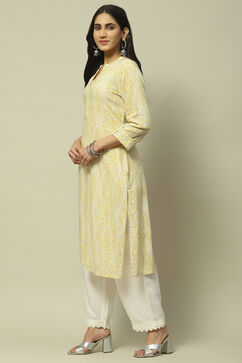 Yellow Rayon Staight Kurta image number 2
