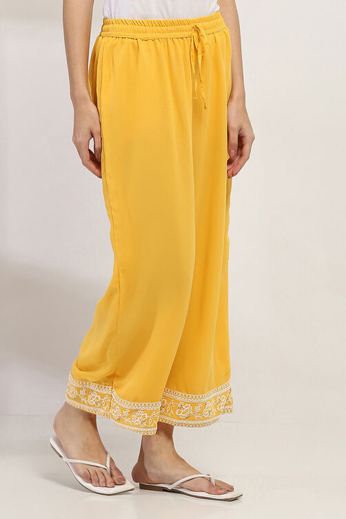 Pink Solid Straight Palazzos image number 3