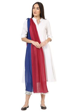 Maroon & Blue Cotton Stole image number 0