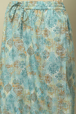 Blue Printed Straight Co-ord Set image number 2
