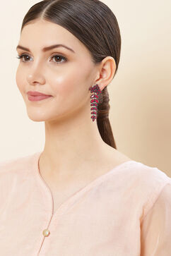 Maroon Alloy Earrings image number 3