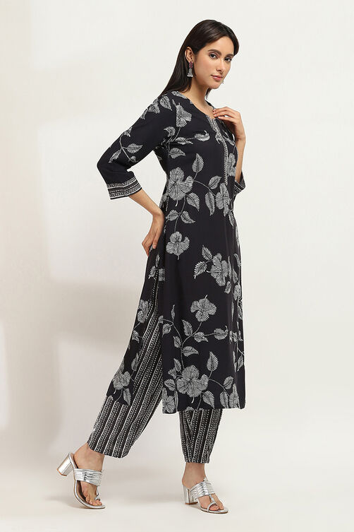 Black Viscose Rayon Straight SET image number 5