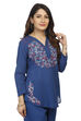 Indigo Cotton Asymmetric Kurta image number 3