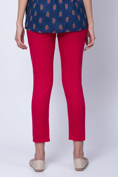 Pink Poly Cotton Slim Pants image number 3