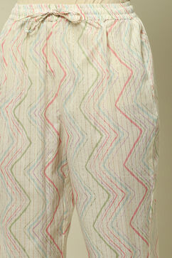 Pink Cotton Blend Printed Kurta & Pants Suit Set image number 2