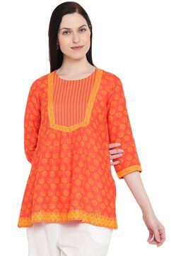 Coral Viscose A-Line Indie Top image number 0