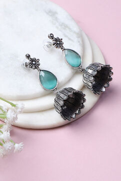 Mint Green Alloy Jhumkas image number 0