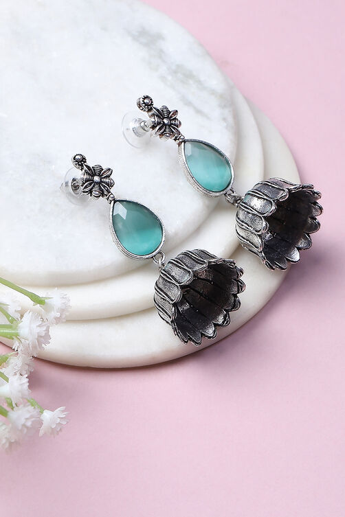 Mint Green Alloy Jhumkas image number 0