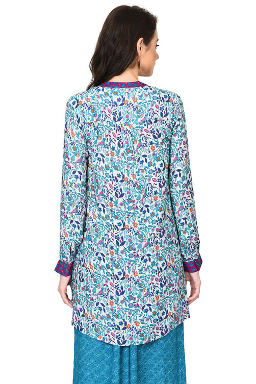 Off White A-Line Rayon Kurta image number 3