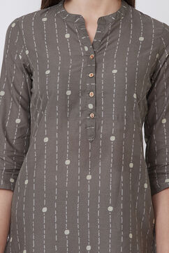Olive Green Cotton And Cambric Straight Kurta image number 1
