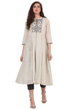 Ivory Anarkali Cotton Kurta image number 0
