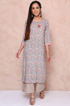 Brown Viscose Rayon Straight Suit Set image number 0