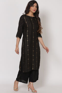 Black Viscose Straight Kurta image number 3