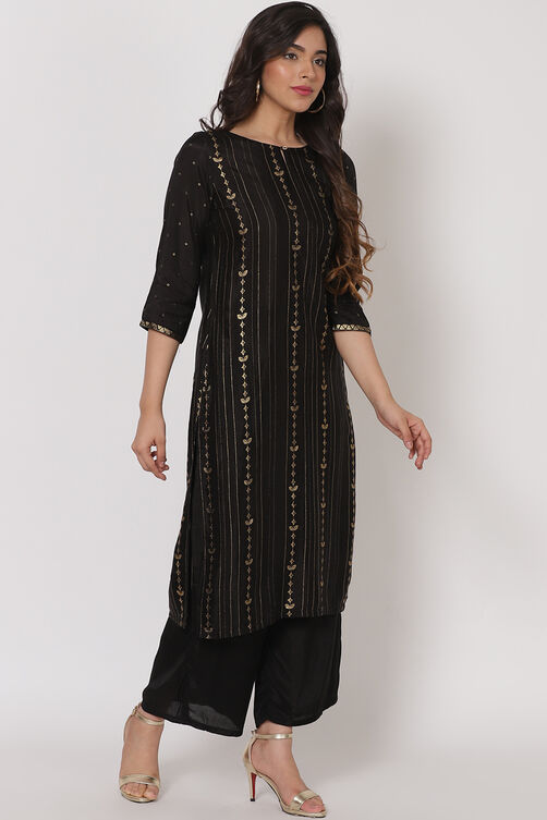 Black Viscose Straight Kurta image number 3