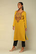 Mustard Acrylic Straight Kurta image number 2