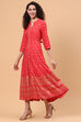 Coral Viscose Rayon Kalidar Dress image number 2
