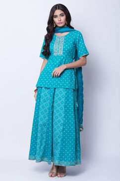 Turquoise Cotton Skirt image number 4