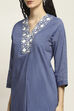 Blue Cotton Yarndyed Straight Kurta image number 1