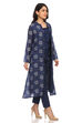 Blue Front Open Poly Chanderi Suit Set image number 2