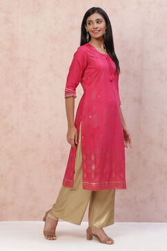 Fuchsia Art Silk Straight Kurta image number 2