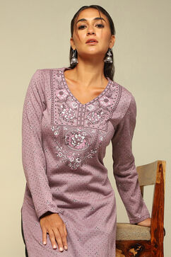 Mauve Acrylic Straight Kurta image number 1