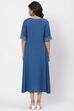 Indigo LIVA Asymmetric Kurta Dress image number 2