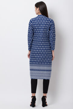 Blue Cotton And Flex A Line Jacket image number 8