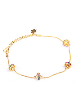 Multicolor Stylish Beads In Gold Chain Anklets image number 0