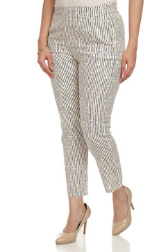 Ecru Cotton Slim Pants image number 2