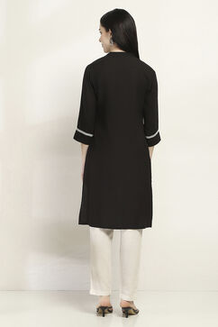 Black Viscose Rayon Straight Kurta image number 3