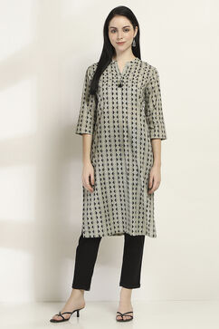 Black Cotton Straight Kurta image number 5