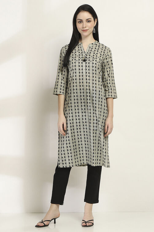 Black Cotton Straight Kurta image number 5