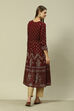Maroon Poly Viscose Kalidar Printed Dress image number 3