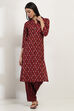 Navy Blue Cotton Blend Straight Kurta Set image number 6