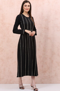 Black Acrylic Kalidar Kurta image number 0