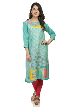 Mint Green Straight Viscose Kurta image number 0