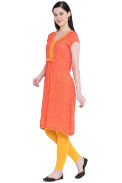 Coral Viscose A-Line Kurta image number 2