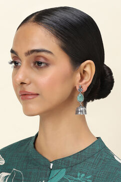 Mint Green Alloy Jhumkas image number 3