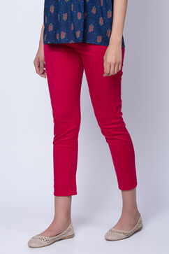 Pink Poly Cotton Slim Pants image number 2
