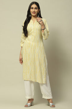 Yellow Rayon Staight Kurta image number 5