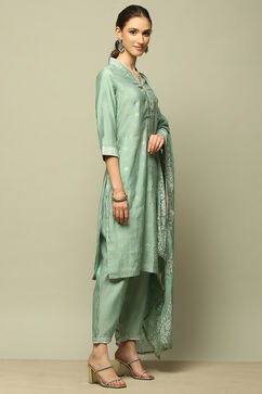 Jade Green Printed Straight Suit Set image number 5