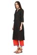 Black A-Line Cotton Kurta image number 2