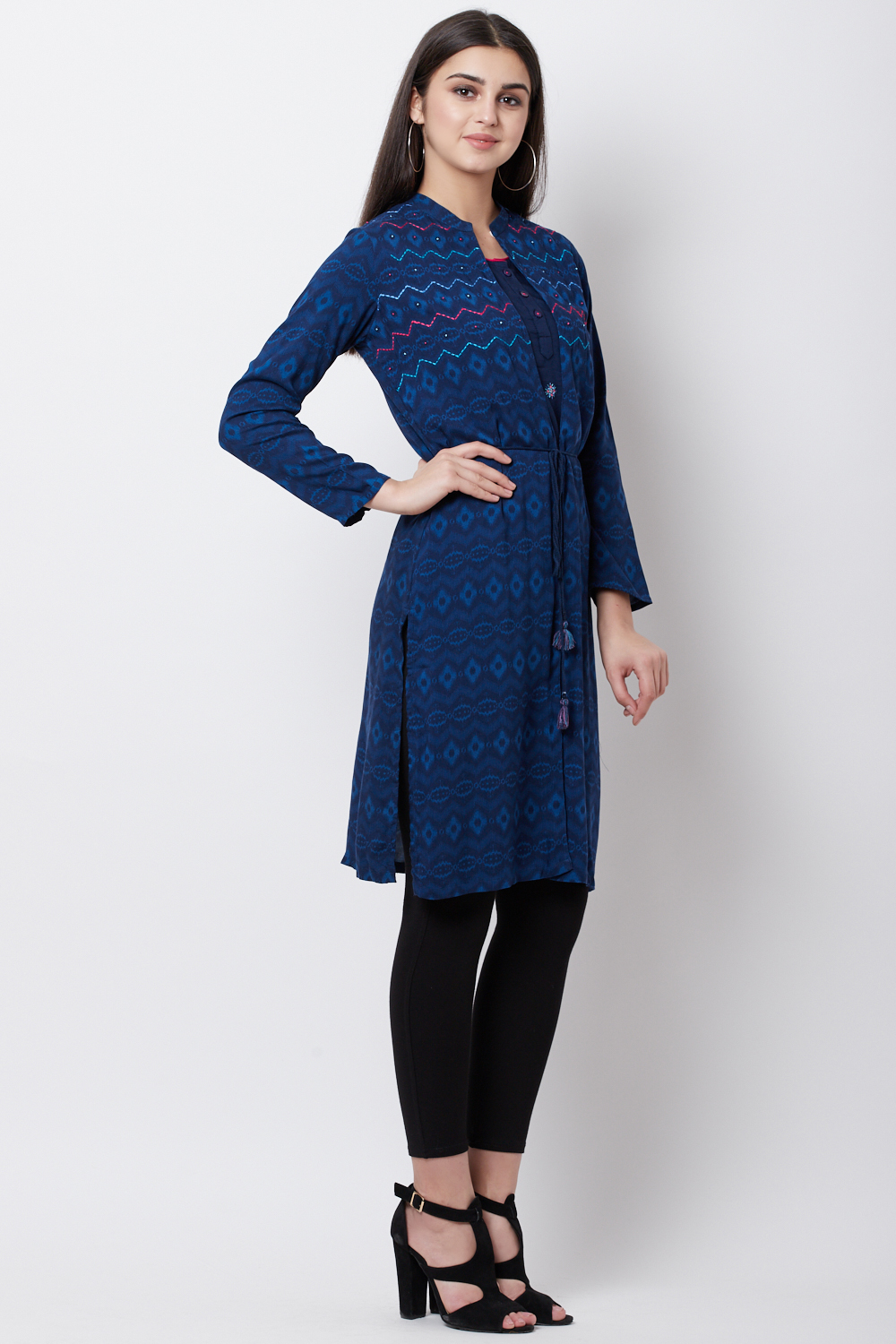 Indigo Viscose Rayon Straight Shrug image number 3