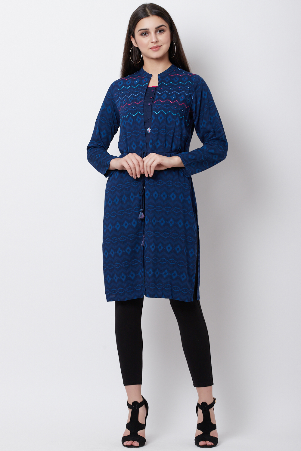 Indigo Viscose Rayon Straight Shrug image number 0