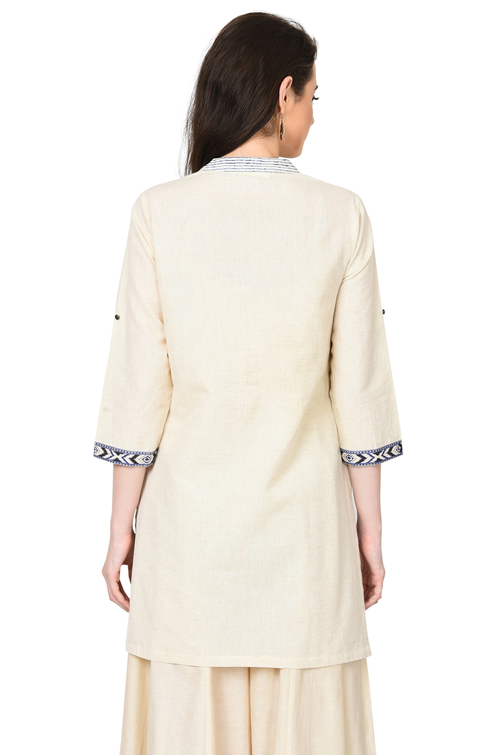 Ivory & Indigo A-Line Cotton Flex Kurta image number 4