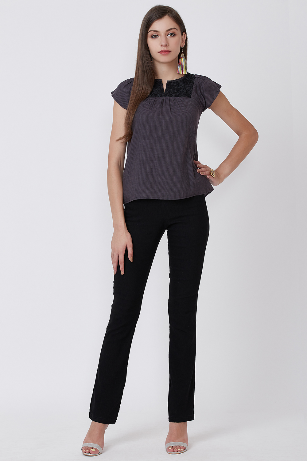 Black Poly Cotton Top image number 4
