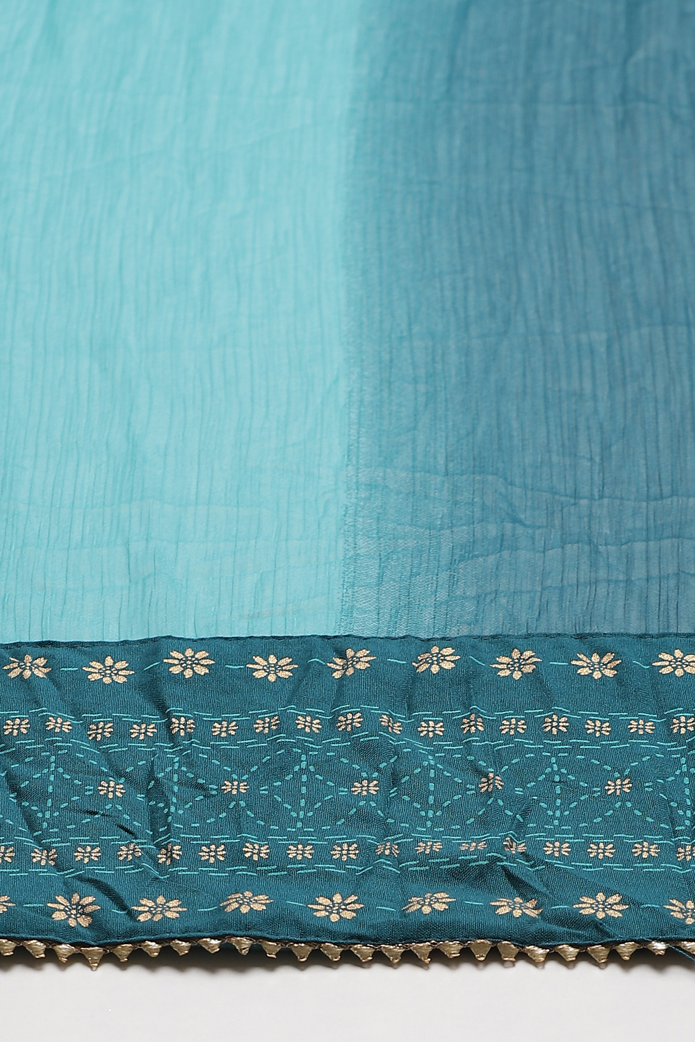 Dark Green And Teal Polyester Chiffon Dupatta image number 1